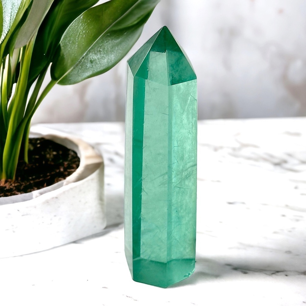 RARE Elestial Monatomic Green Andara Crystal Tower Heart Chakra Healing
